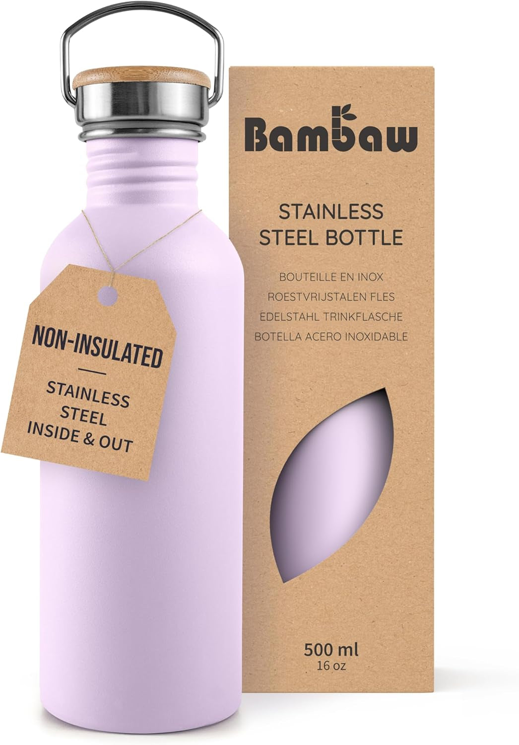Metal Water Bottle 16 Oz, Lavender Water Bottle with Handle, Stainless Water Bottle Non Insulated, Small Water Bottle, Purple Water Bottle for Women, Metal Water Bottle – Lavender Haze