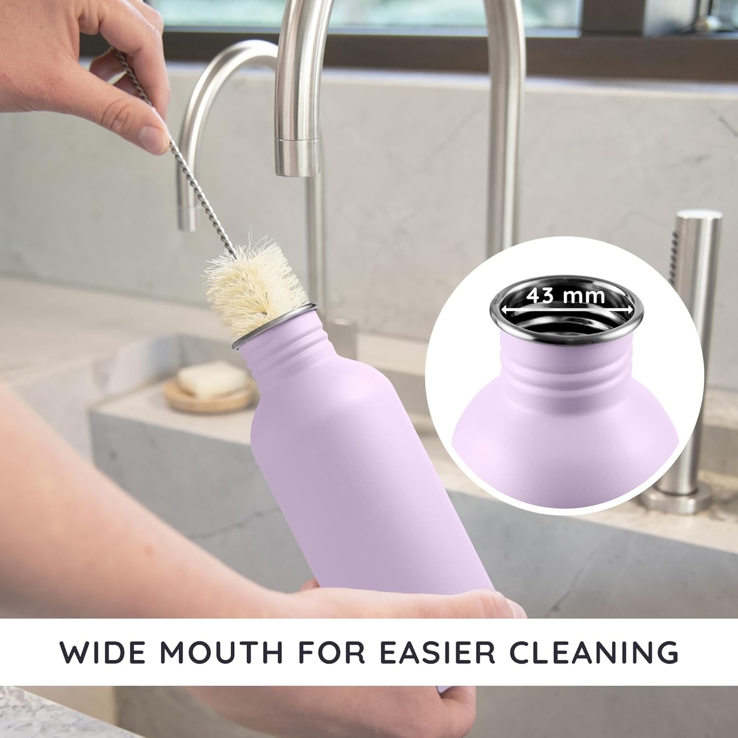 Metal Water Bottle 16 Oz, Lavender Water Bottle with Handle, Stainless Water Bottle Non Insulated, Small Water Bottle, Purple Water Bottle for Women, Metal Water Bottle – Lavender Haze